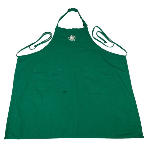Official Starbucks Coffee Barista Green Apron w/ Pockets Embroidered Logo - Picture 1 of 6